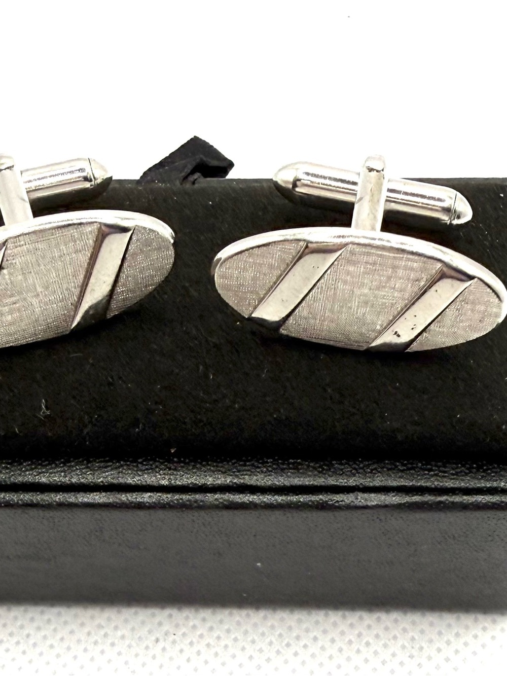 Classic Silver Tone Oval Cufflinks - Men's Accessories